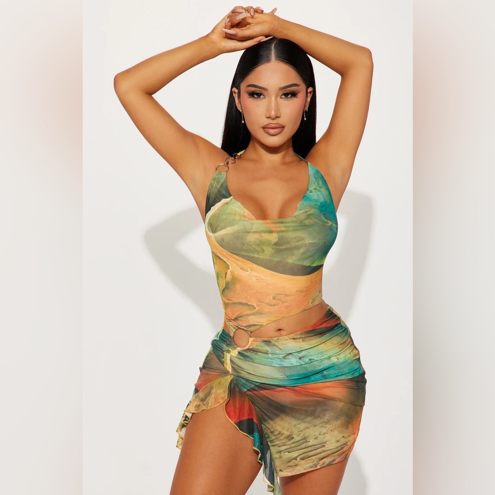 Fashion Nova In Your Dreams Mesh Mini Dress - Green/combo